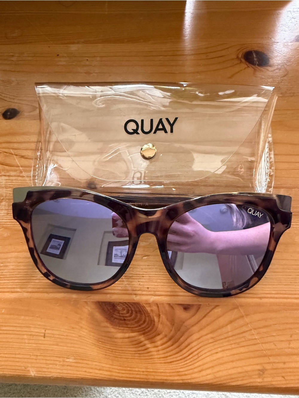 Quay Australia Tortoiseshell Sunglasses with Blue-Tinted Lenses